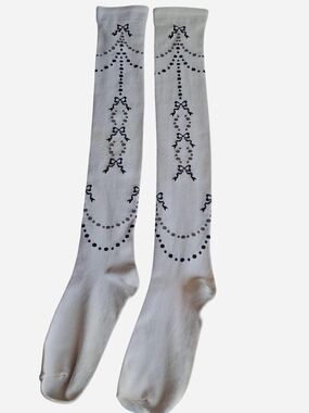 Innocent World Brown Dot Garland Bow OTK Socks | Classic Lolita